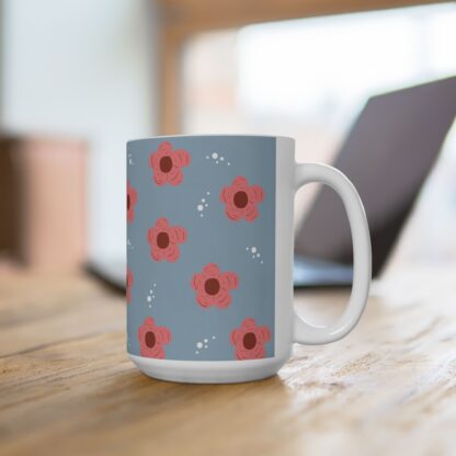 Pink Flower Pattern Ceramic Mug, (11oz, 15oz) - Image 13