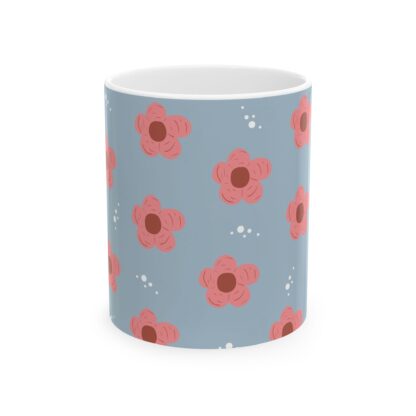 Pink Flower Pattern Ceramic Mug, (11oz, 15oz)