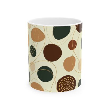 Abstract Swirl & Circle Pattern Ceramic Mug, (11oz, 15oz)